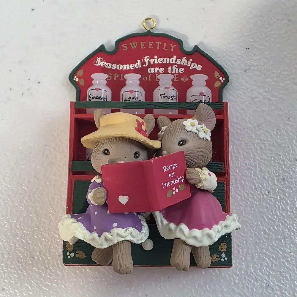 Enesco Christmas Ornament Friends Are The Spice Of Life 1994 Mice Mouse With Box